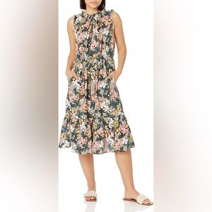 Velvet by Graham & Spencer Women's Morgan Printed Midi Length Cinched Dress